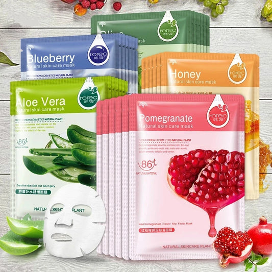 Moisturizing Oil-Control Blueberry Cucumber Pomegranate Fruit Aloe Sheet Face Mask