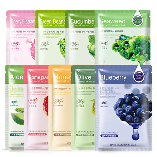 Moisturizing Oil-Control Blueberry Cucumber Pomegranate Fruit Aloe Sheet Face Mask