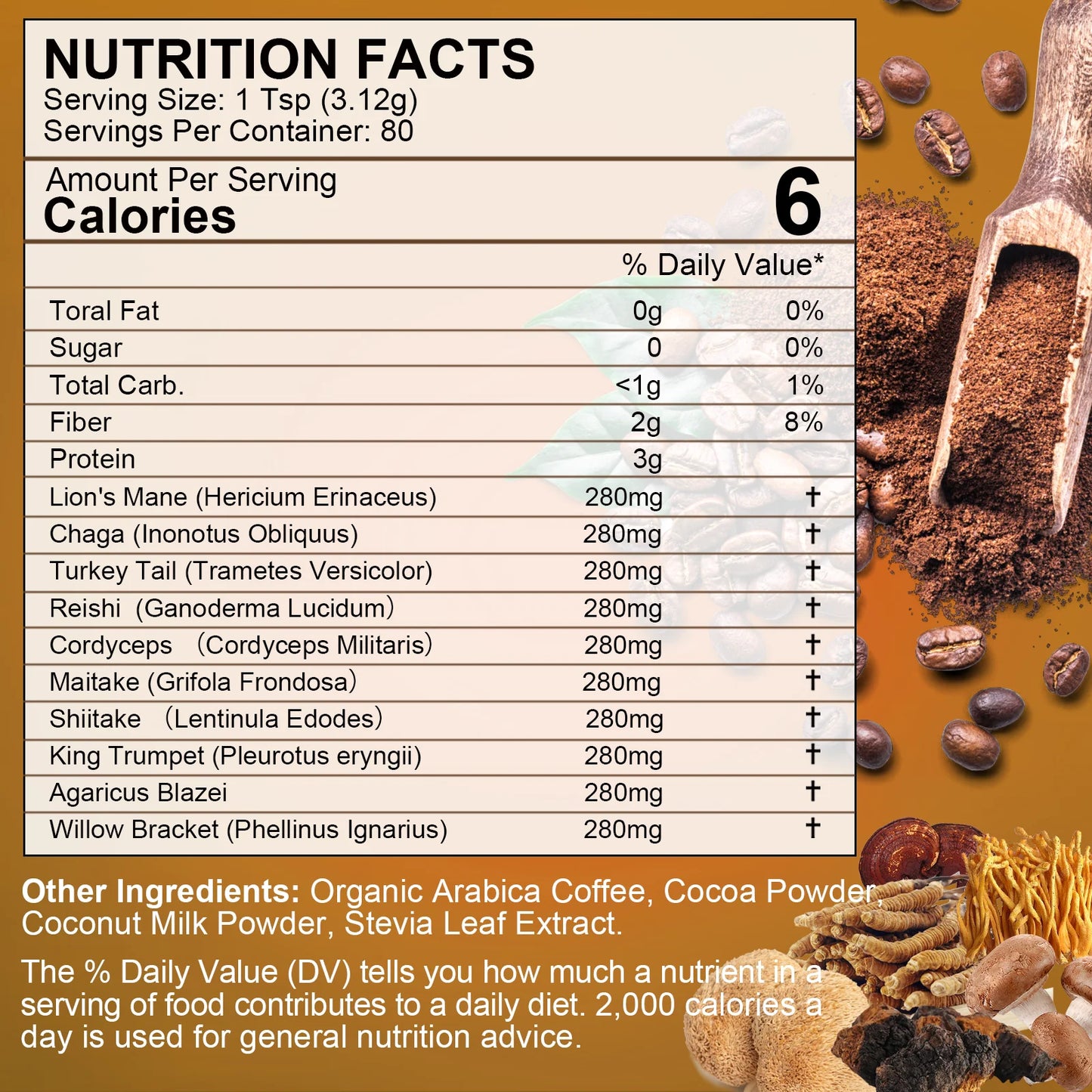 BEWORTHS Lion's Mane Mushroom Coffee Supplement
