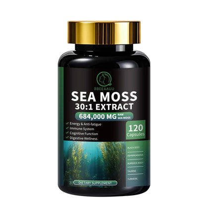 BBEEAAUU Seaweed Capsules Irish Sea Moss Premium with Burdock Root