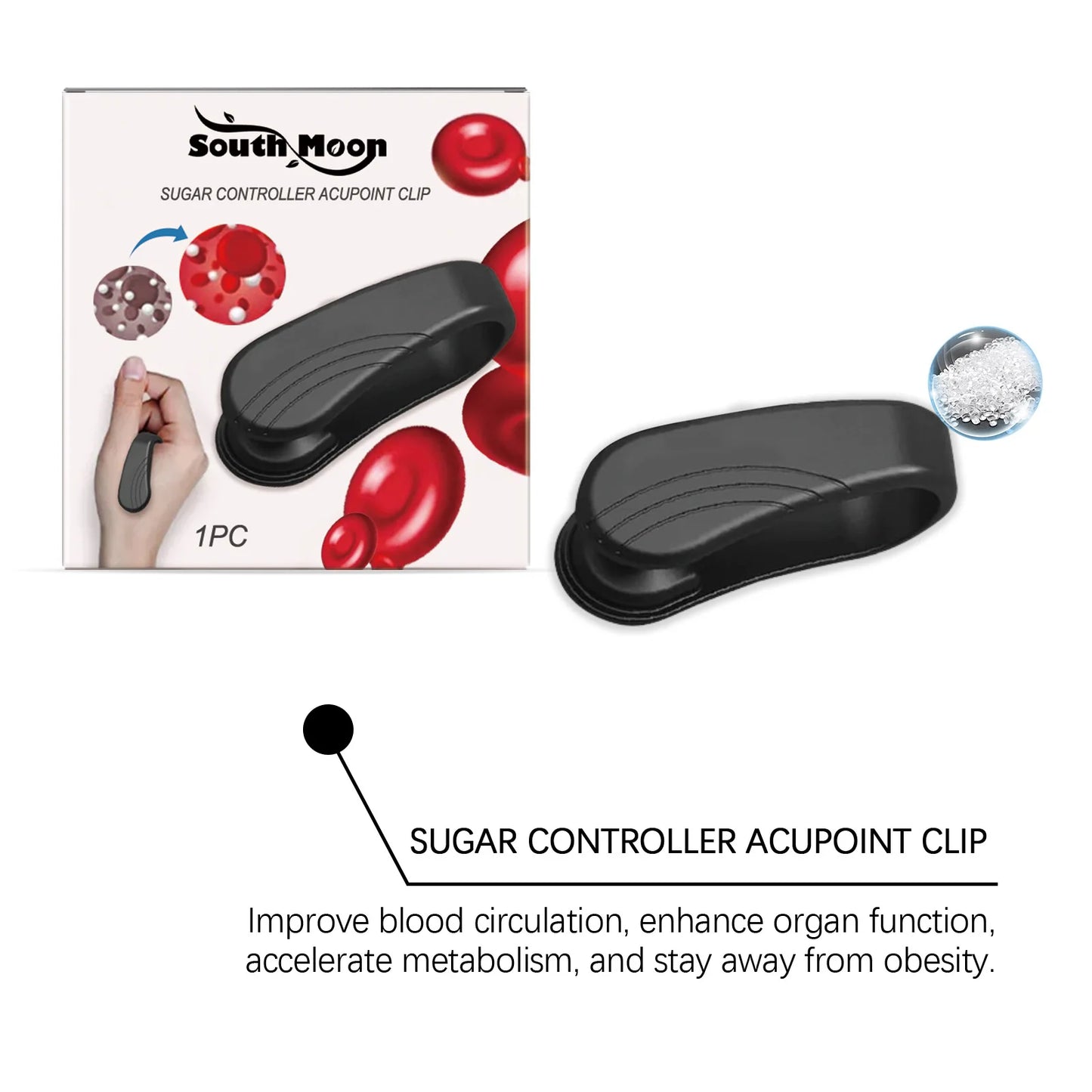 Blood Sugar Control Acupressure Point Clip Anti Diabetes Hyperglycemia Lower Blood Glucose Body Relax Hand Meridian Massager