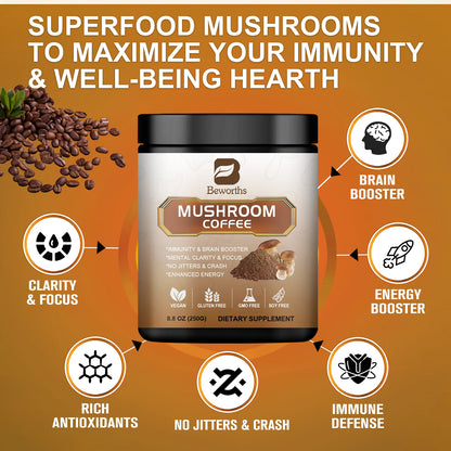 BEWORTHS Lion's Mane Mushroom Coffee Supplement