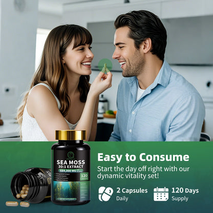 BBEEAAUU Seaweed Capsules Irish Sea Moss Premium with Burdock Root