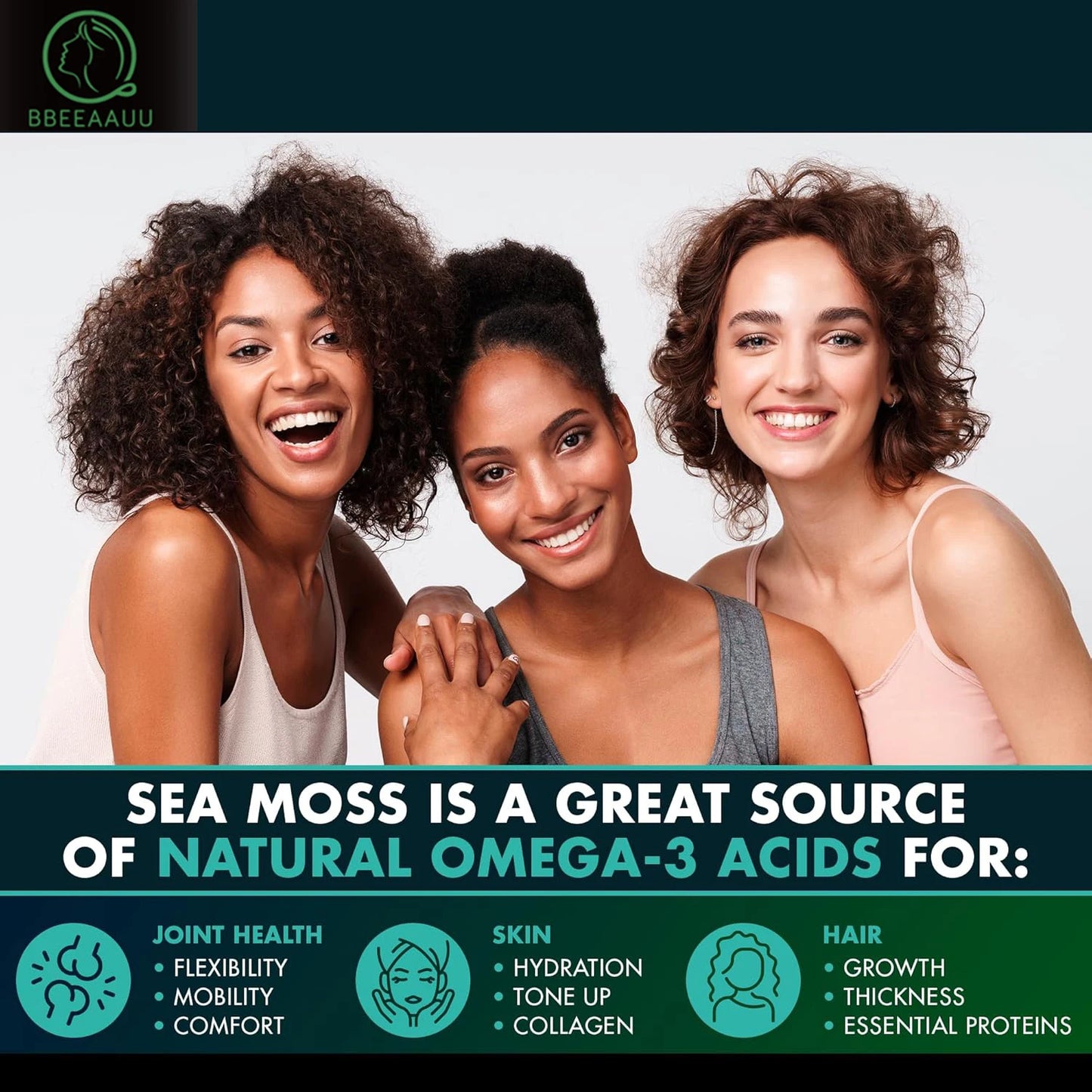 BBEEAAUU Seaweed Capsules Irish Sea Moss Premium with Burdock Root