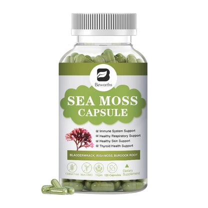 BEWORTHS Sea Moss Capsules with Burdock Root, Bladderwrack for Thyroid Joint, Health Support Immunity, Gut & Energy Health