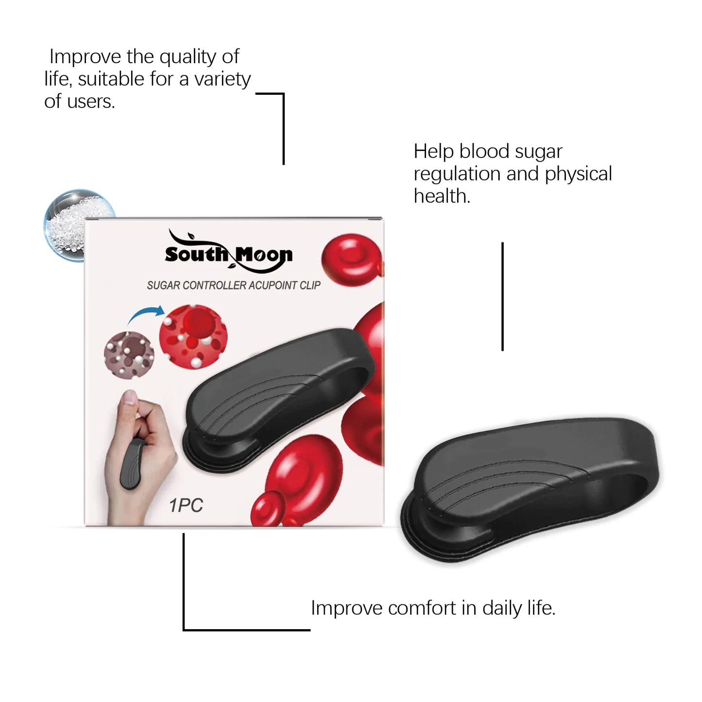 Blood Sugar Control Acupressure Point Clip Anti Diabetes Hyperglycemia Lower Blood Glucose Body Relax Hand Meridian Massager