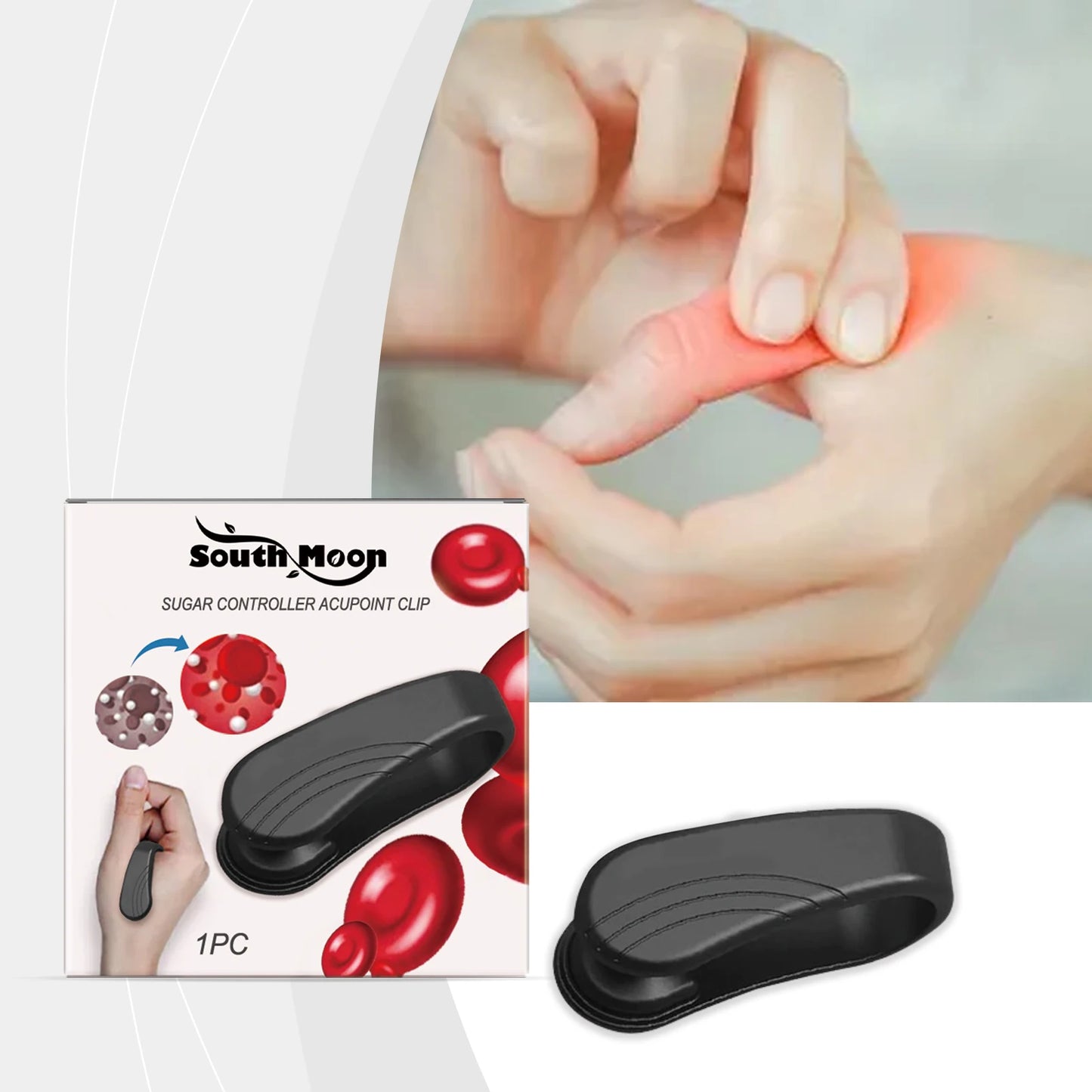 Blood Sugar Control Acupressure Point Clip Anti Diabetes Hyperglycemia Lower Blood Glucose Body Relax Hand Meridian Massager